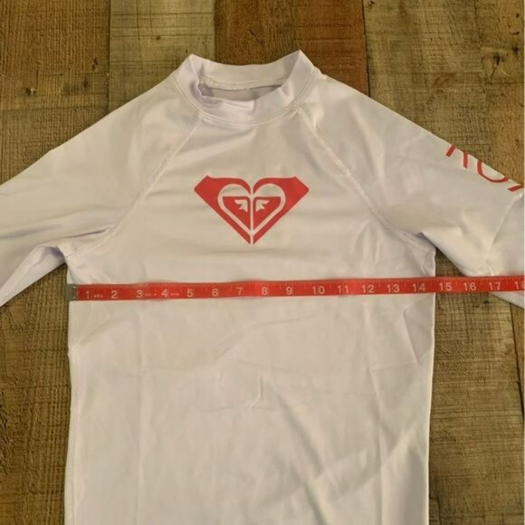 Roxy girls size xxl white and pink swim short sleeve rashguard - Picture 3 of 10